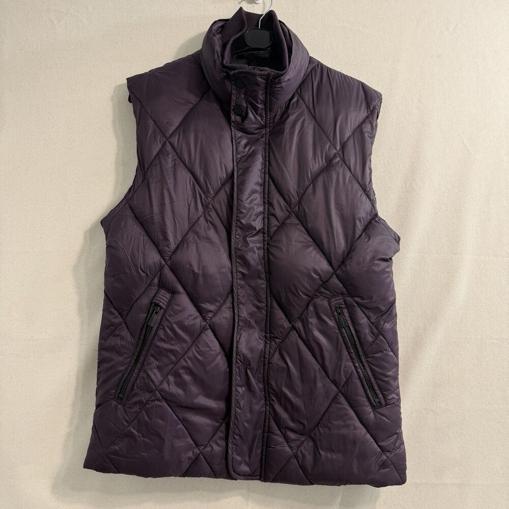 Zara Man Puffer Vest Plum Purple Quilted Full Zip Sleeveless Jacket Mens Medium